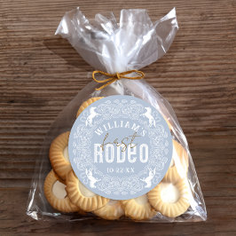 Sticker Rond Stick 1er Anniversaire Rodeo - Bleu clair Ouest