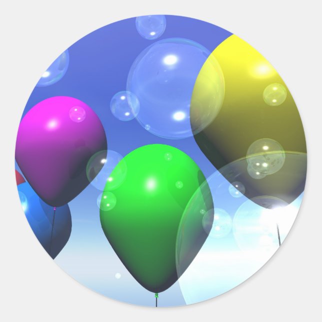 Sticker Rond Stick Balloons & Bulles de Fête (Devant)
