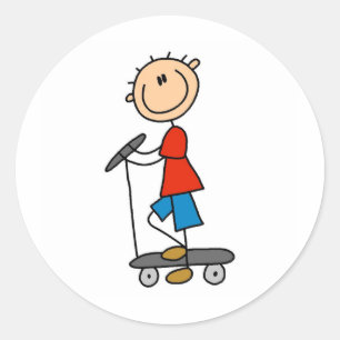 Sticker Rond Stick Boy sur Scooter