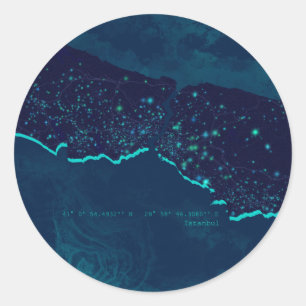 Sticker Rond Stick circulaire Istanbul Space Night View
