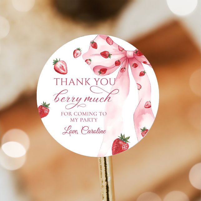 Sticker Rond Stick d'anniversaire de la première fraise de la b (Créateur téléchargé)