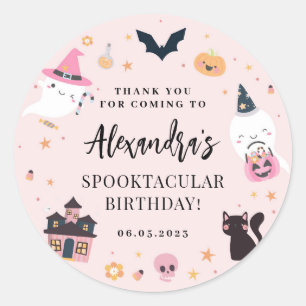 Sticker Rond Stick d'anniversaire rose Éffrayant Halloween