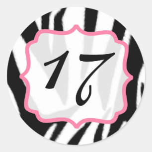 Sticker Rond Stick d'anniversaire Zebra Print et rose