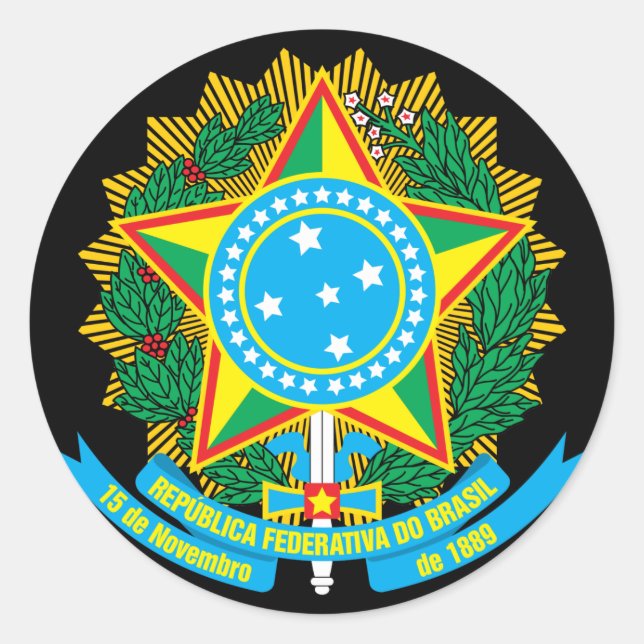 Sticker Rond Stick d'armoiries du Brésil (Devant)