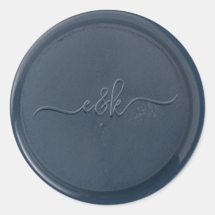 Sticker Rond Stick de cire bleu marine Monogramme