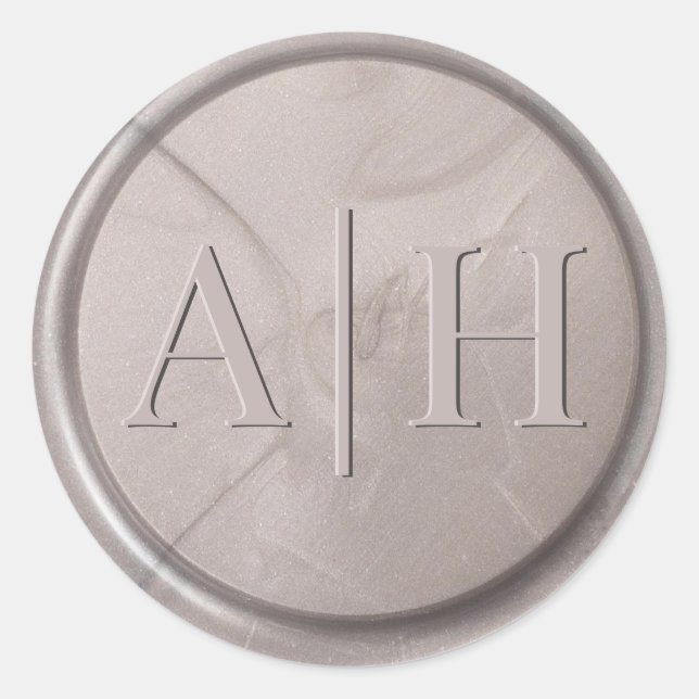 Sticker Rond Stick de cire gris perle initial Monogramme (Devant)