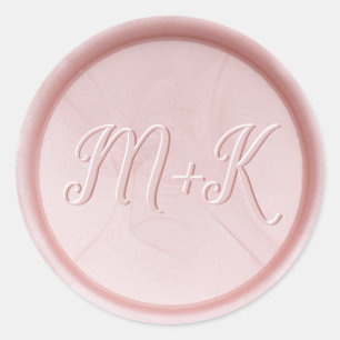 Sticker Rond Stick de cire rose perle initial Monogramme