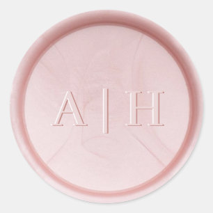 Sticker Rond Stick de cire rose perle initial Monogramme