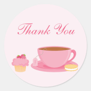 Sticker Rond Stick de fête d'anniversaire de Tea Party