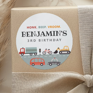 Sticker Rond Stick de fête d'anniversaire du transport moderne