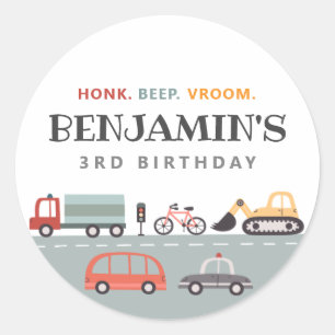 Sticker Rond Stick de fête d'anniversaire du transport moderne