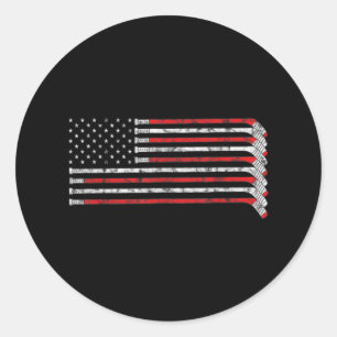 Sticker Rond Stick de hockey États-Unis Drapeau Joueur de hock