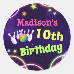 Sticker Rond Stick de la fête d'anniversaire de Bowling