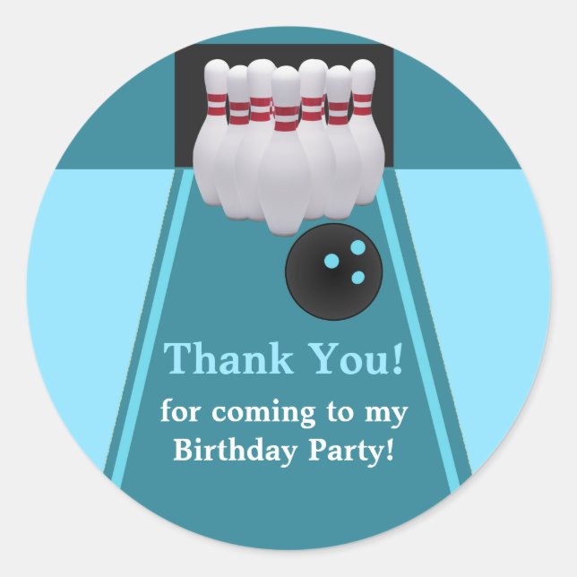 Sticker Rond Stick de la fête d'anniversaire de Bowling (Devant)