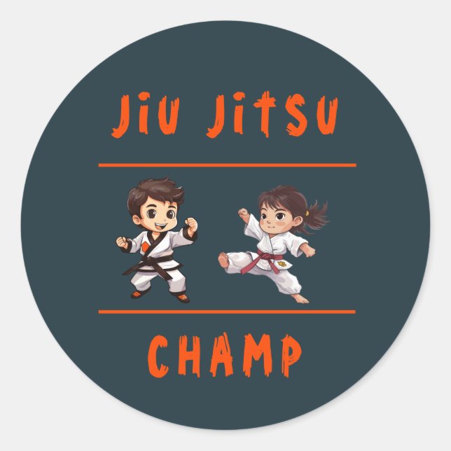 Sticker Rond Stick de la fête d'anniversaire Jiu Jitsu (Devant)