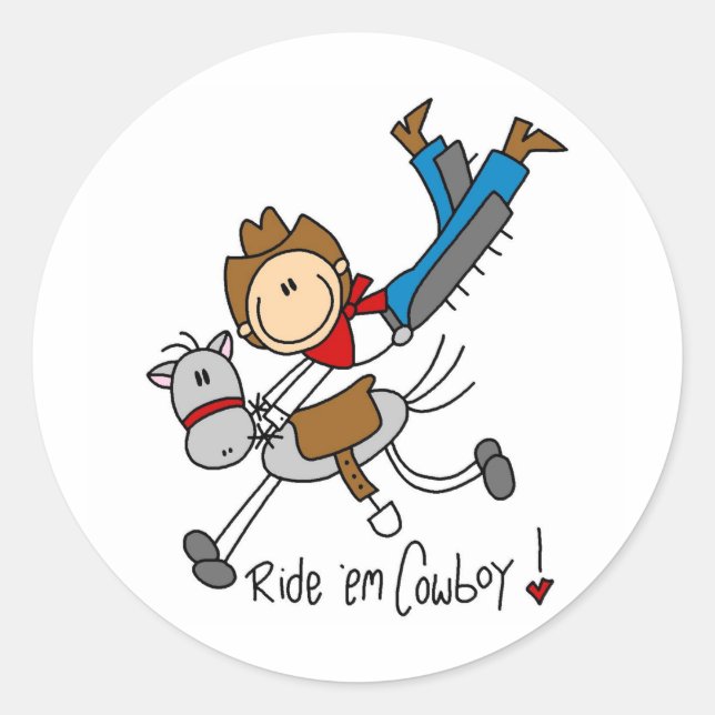 Sticker Rond Stick de la figure Em Cowboy (Devant)