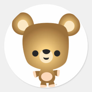 Sticker Rond Stick de l'ours caricature mignonne