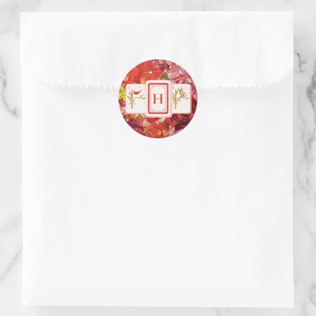 Sticker Rond Stick de monogramme de mosaïque de Mahjong (Sac)