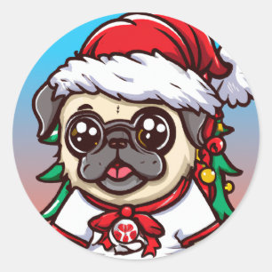 Sticker Rond Stick de Noël Carlin Chibi Kawaii