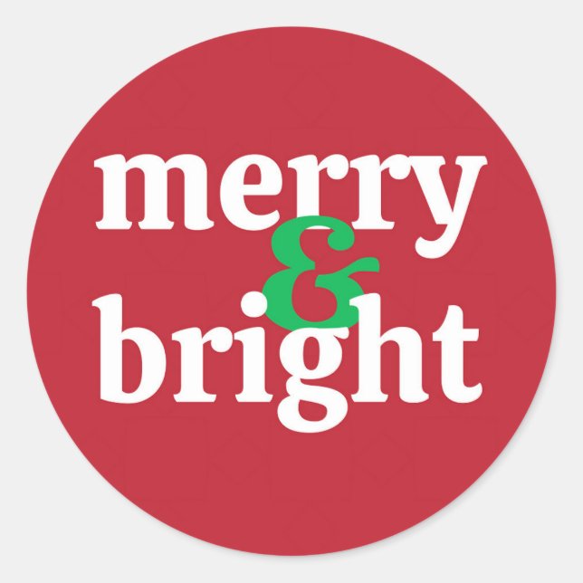Sticker Rond Stick de Noël "Joyeux et brillant" (Devant)