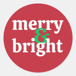 Sticker Rond Stick de Noël "Joyeux et brillant"