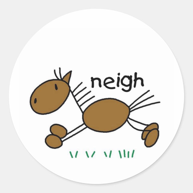 Sticker Rond Stick Figure Cheval Tshirts et cadeaux (Devant)