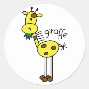 Sticker Rond Stick Figure Giraffe T-shirts et cadeaux