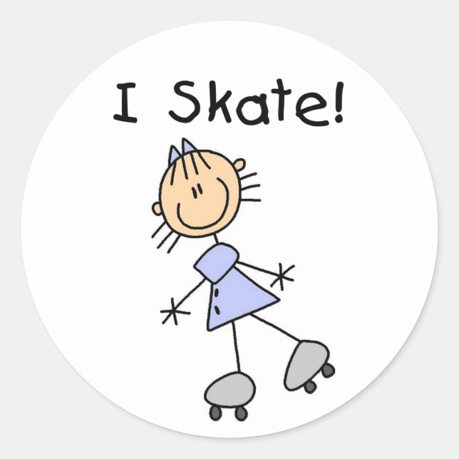 Sticker Rond Stick Figure I Tshirts et cadeaux de patinage (Devant)