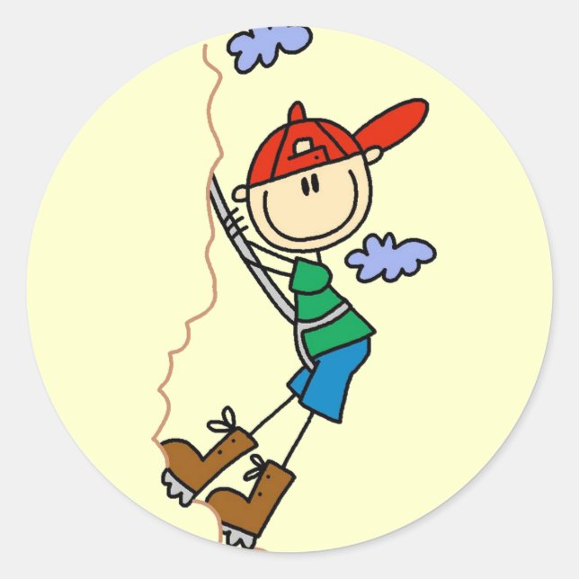 Sticker Rond Stick Figure Mountain Escalade Tshirts et cadeaux (Devant)
