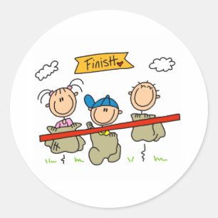 Sticker Rond Stick Figure Sack Race