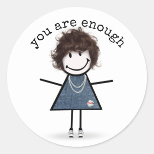 Sticker Rond Stick Girl en Basket avec devis