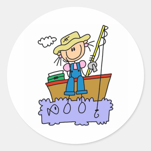 Sticker Rond Stick Girl Fishing (Devant)