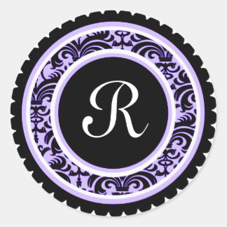 Sticker Rond Stick initial du monogramme doux pourpre