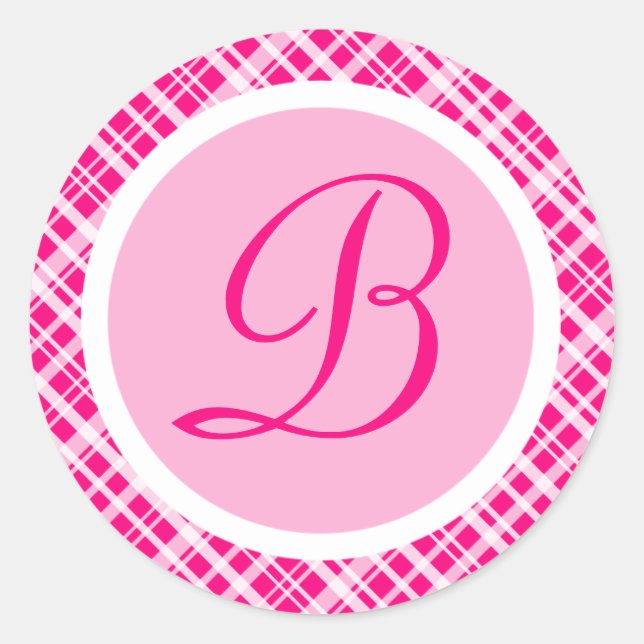 Sticker Rond Stick initial du monogramme rose (Devant)