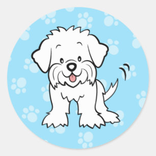 Sticker Rond Stick maltais en caricature mignon