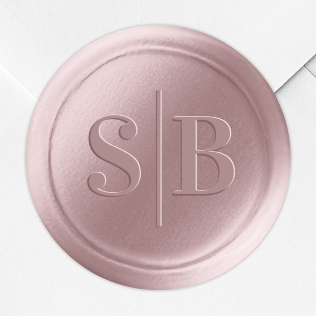 Sticker Rond Stick Mariage Monogramme en cire rose Dusty Mauve (Créateur téléchargé)