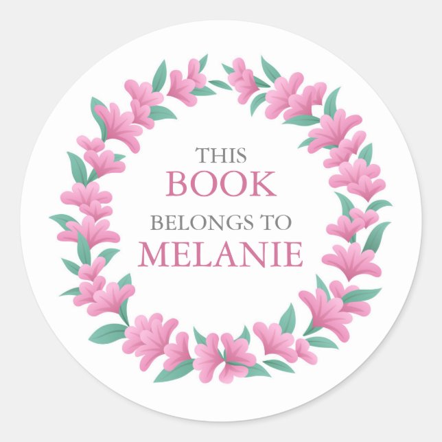 Sticker Rond Stick Plate-forme vert rose couronne fleurie (Devant)
