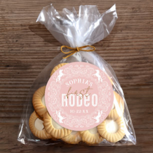 Sticker Rond Stick Premier Rodéo 1er Anniversaire - Pink Wester