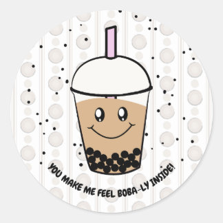 Sticker Rond Stick rond à bulle de thé Boba mignonne