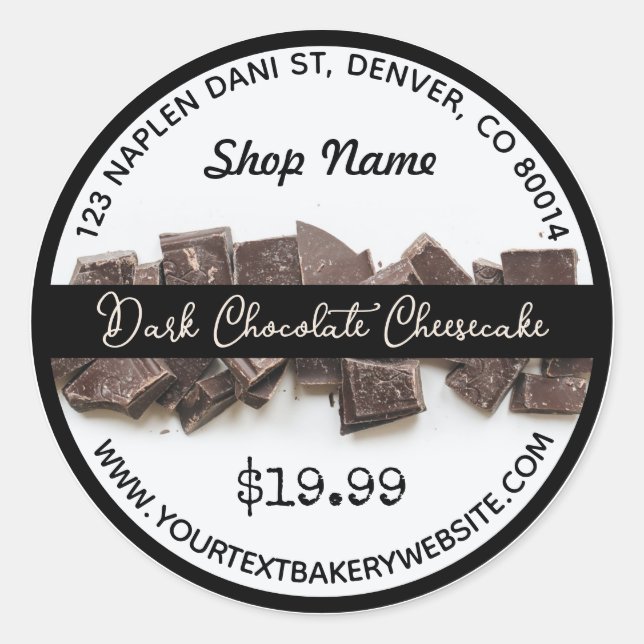 Sticker Rond Stick rond boulangerie au gâteau au chocolat foncé (Devant)