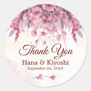 Sticker Rond Stick rond japonais romantique Cerise rose