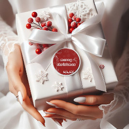 Sticker Rond Stick rond rouge Joyeux Noël moderne Script