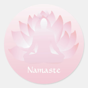 Sticker Rond Stick rose fleur Namaste Yoga Lotus Pose
