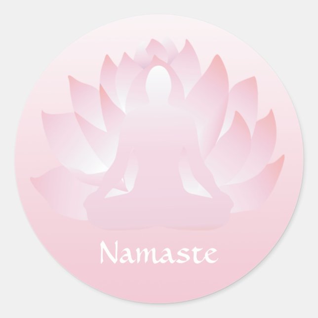 Sticker Rond Stick rose fleur Namaste Yoga Lotus Pose (Devant)