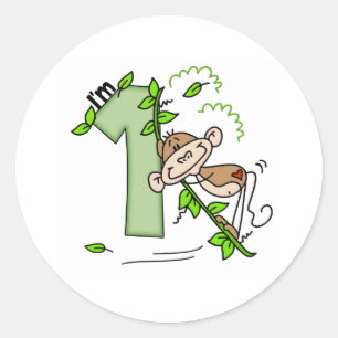 Sticker Rond Stick Singe Swing 1er Anniversaire