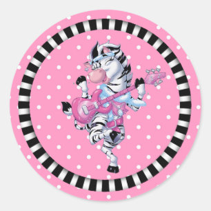 Sticker Rond Sticker/Dancing Zebra et Pois