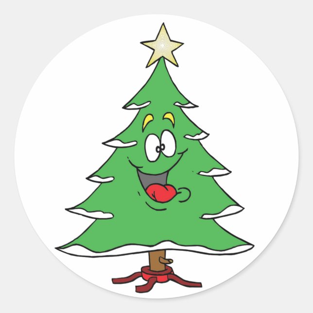 STICKER ROND *STICKER DE NOËL* AVEC **PERSONNE D'ARBRE DE NOËL* (Devant)