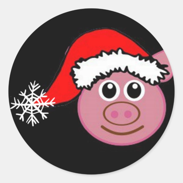 STICKER ROND *STICKER DE NOËL* AVEC **PIGGIE DE NOËL** (Devant)