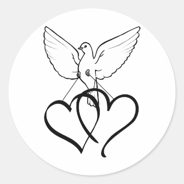 Sticker Rond Sticker/Doves et Coeurs (Devant)