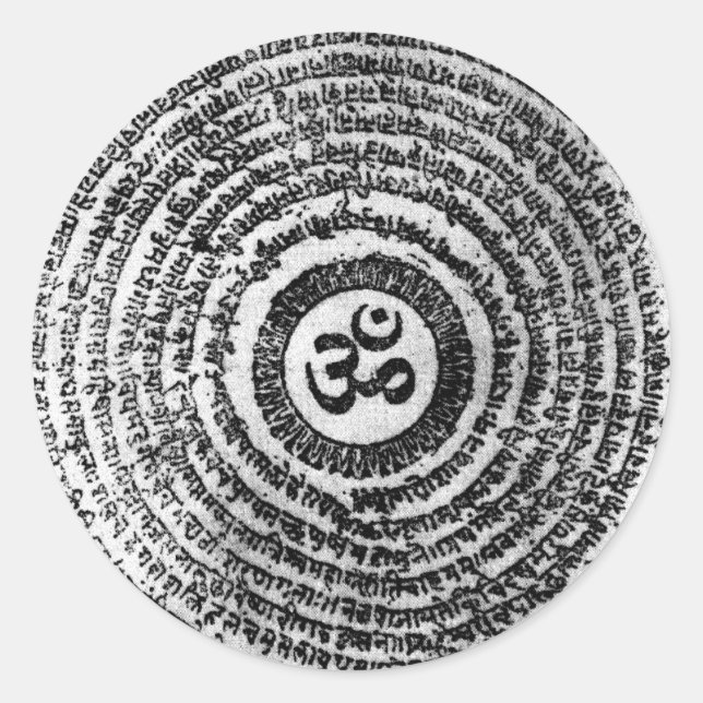 Sticker Rond sticker, inde, om mani padme hum (Devant)